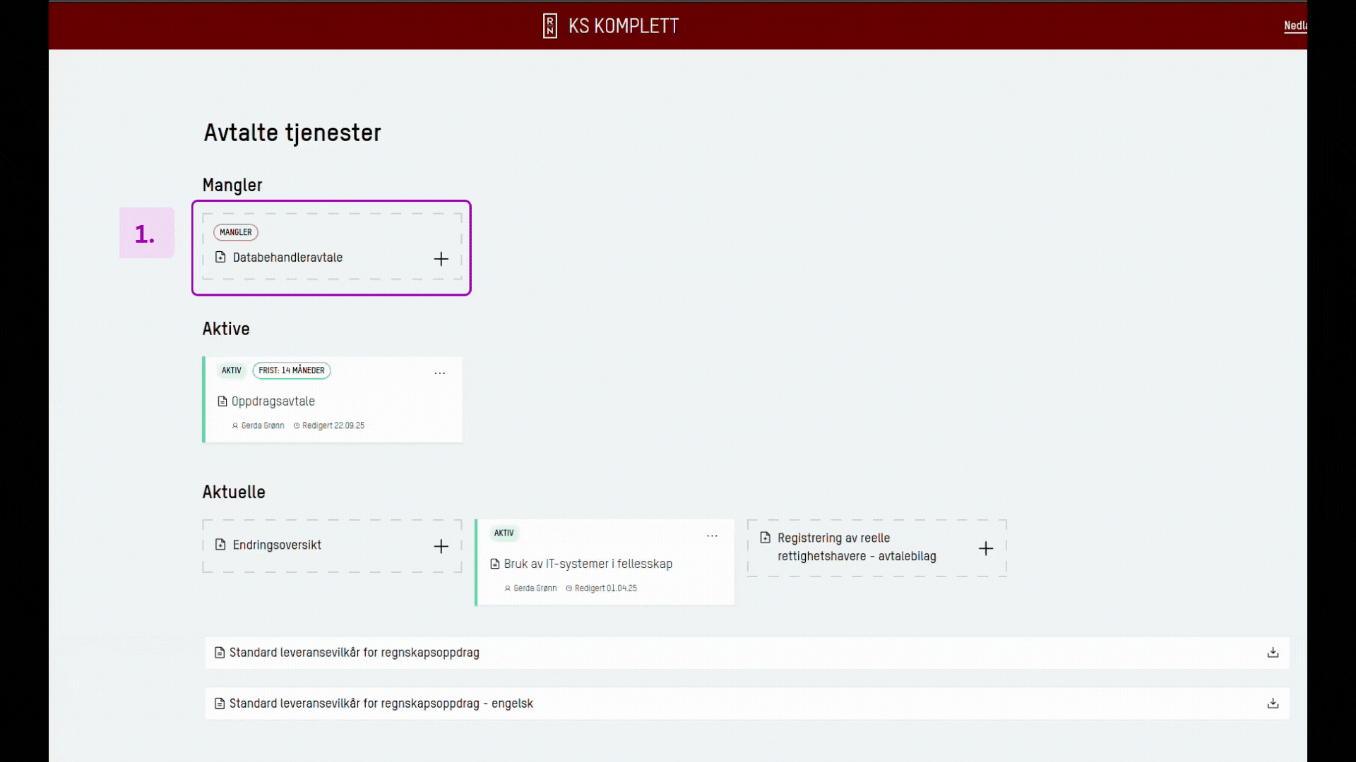 GIF:                    Opprett                    nytt dokument fra veileder (kan                    redigeres etterpå)