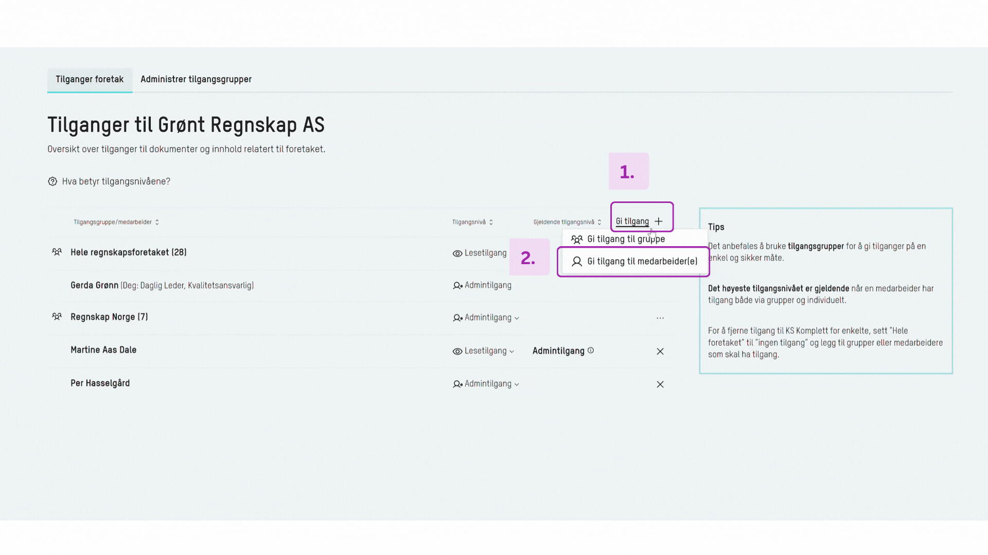 GIF: Gi tilgang til medarbeider(e)